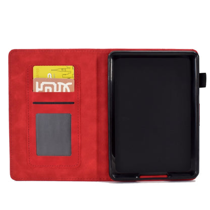 For Amazon Kindle Paperwhite 4/3/2/1 Peony Butterfly Embossed Leather Smart Tablet Case(Red) - Amazon by buy2fix | Online Shopping UK | buy2fix