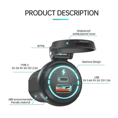 ZH-1786A1 QC3.0 USB-A + Type-C Dual Interface Car Charger - DIY Modified Charger by buy2fix | Online Shopping UK | buy2fix