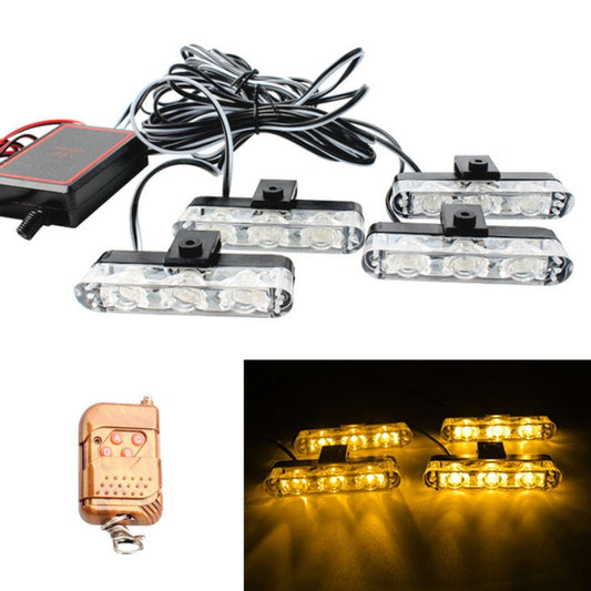4 in 1 Car 12LEDs Grille Flash Lights Warning Lights with Wireless Remote Control, Color:Yellow - Warning Lights by buy2fix | Online Shopping UK | buy2fix