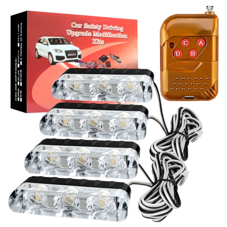 4 in 1 Car 12LEDs Grille Flash Lights Warning Lights with Wireless Remote Control, Color:Blue White - Warning Lights by buy2fix | Online Shopping UK | buy2fix