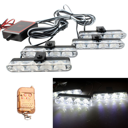 4 in 1 Car 16LEDs Grille Flash Lights Warning Lights with Wireless Remote Control(White) - Warning Lights by buy2fix | Online Shopping UK | buy2fix