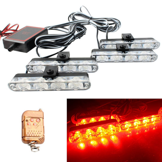 4 in 1 Car 16LEDs Grille Flash Lights Warning Lights with Wireless Remote Control(Red) - Warning Lights by buy2fix | Online Shopping UK | buy2fix