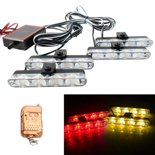 4 in 1 Car 16LEDs Grille Flash Lights Warning Lights with Wireless Remote Control(Red Yellow) - Warning Lights by buy2fix | Online Shopping UK | buy2fix
