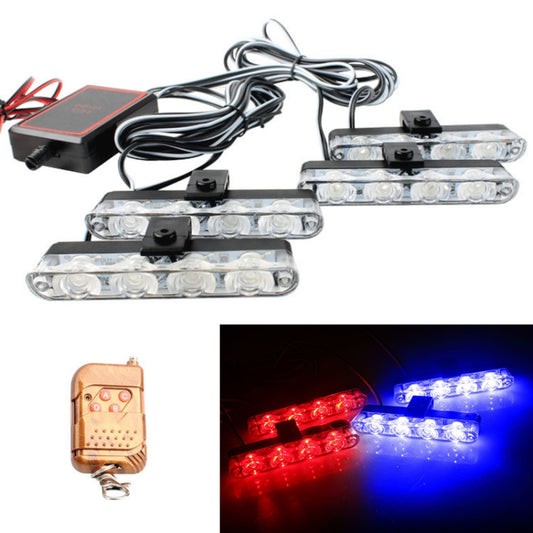 4 in 1 Car 16LEDs Grille Flash Lights Warning Lights with Wireless Remote Control(Red Blue) - Warning Lights by buy2fix | Online Shopping UK | buy2fix