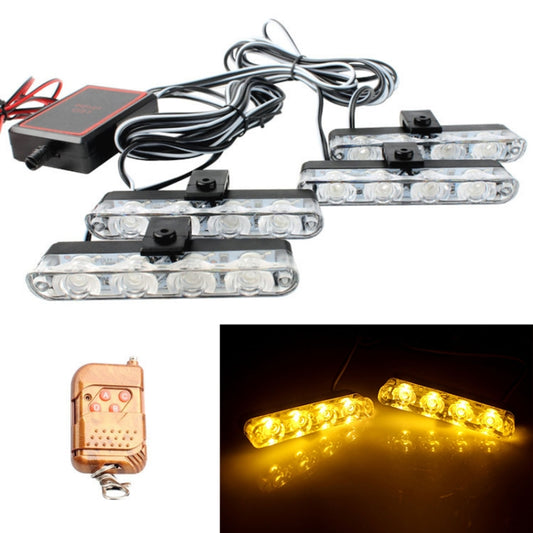 4 in 1 Car 16LEDs Grille Flash Lights Warning Lights with Wireless Remote Control(Yellow) - Warning Lights by buy2fix | Online Shopping UK | buy2fix