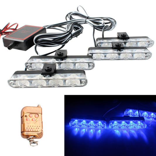 4 in 1 Car 16LEDs Grille Flash Lights Warning Lights with Wireless Remote Control(Blue) - Warning Lights by buy2fix | Online Shopping UK | buy2fix