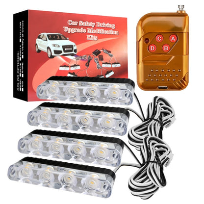 4 in 1 Car 16LEDs Grille Flash Lights Warning Lights with Wireless Remote Control(Yellow) - Warning Lights by buy2fix | Online Shopping UK | buy2fix