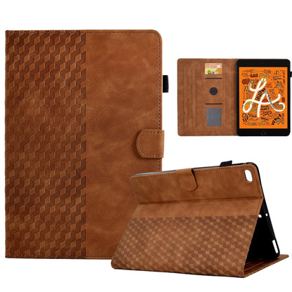 For iPad mini 5 / 4 / 3 / 2 / 1 Rhombus Embossed Leather Smart Tablet Case(Brown) - iPad mini (2019) / mini 5 Cases by buy2fix | Online Shopping UK | buy2fix