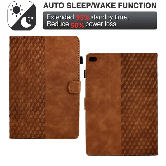For iPad mini 5 / 4 / 3 / 2 / 1 Rhombus Embossed Leather Smart Tablet Case(Brown) - iPad mini (2019) / mini 5 Cases by buy2fix | Online Shopping UK | buy2fix
