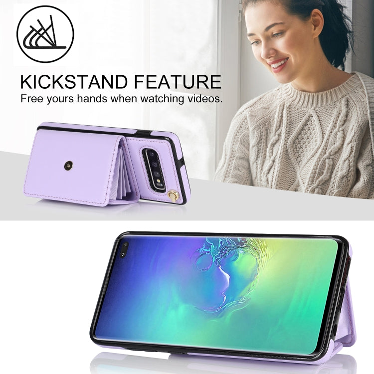 For Samsung Galaxy S10 RFID Card Slot Leather Phone Case with Long Lanyard(Purple) - Galaxy Phone Cases by buy2fix | Online Shopping UK | buy2fix