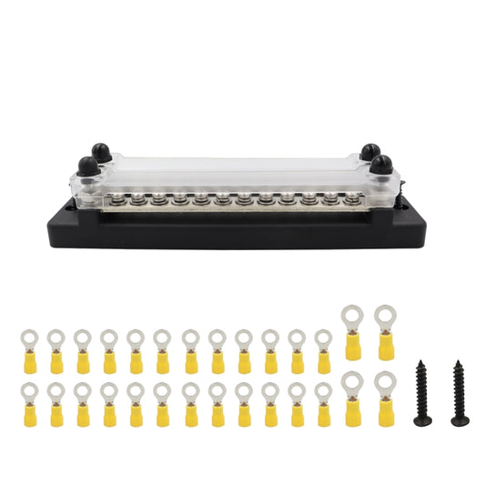 CP-3025 150A 12-48V RV Yacht Double-row 12-way Busbar with 28pcs Terminals(Black) - Booster Cable & Clip by buy2fix | Online Shopping UK | buy2fix