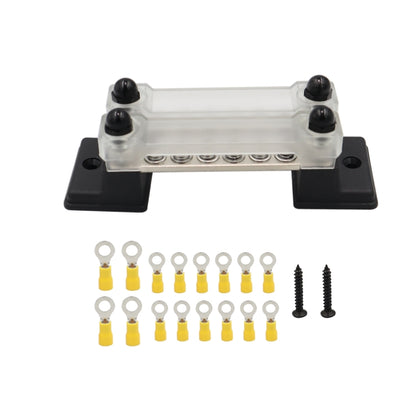 CP-3052 150A 12-48V RV Yacht Double-row 6-way Busbar with 16pcs Terminals(Black) - Booster Cable & Clip by buy2fix | Online Shopping UK | buy2fix