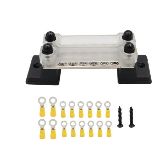 CP-3052 150A 12-48V RV Yacht Double-row 6-way Busbar with 16pcs Terminals(Black) - Booster Cable & Clip by buy2fix | Online Shopping UK | buy2fix