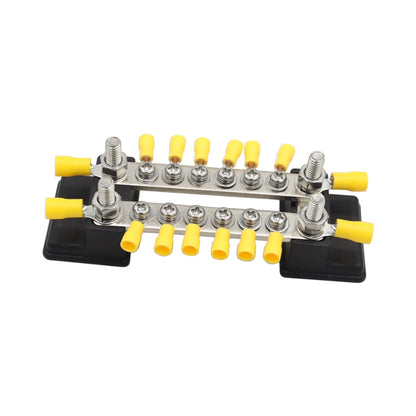 CP-3052 150A 12-48V RV Yacht Double-row 6-way Busbar with 16pcs Terminals(Black) - Booster Cable & Clip by buy2fix | Online Shopping UK | buy2fix