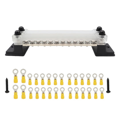 CP-3053 150A 12-48V RV Yacht Double-row 12-way Busbar with 28pcs Terminals(Black) - Booster Cable & Clip by buy2fix | Online Shopping UK | buy2fix