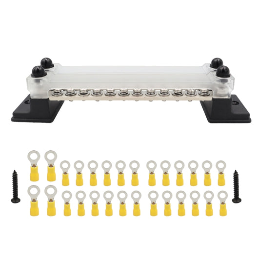 CP-3053 150A 12-48V RV Yacht Double-row 12-way Busbar with 28pcs Terminals(Black) - Booster Cable & Clip by buy2fix | Online Shopping UK | buy2fix