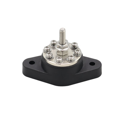 1/4 inch M6 RV Yacht 8-way Terminal Stud with 2 M5x20 Screws(Black) - Booster Cable & Clip by buy2fix | Online Shopping UK | buy2fix