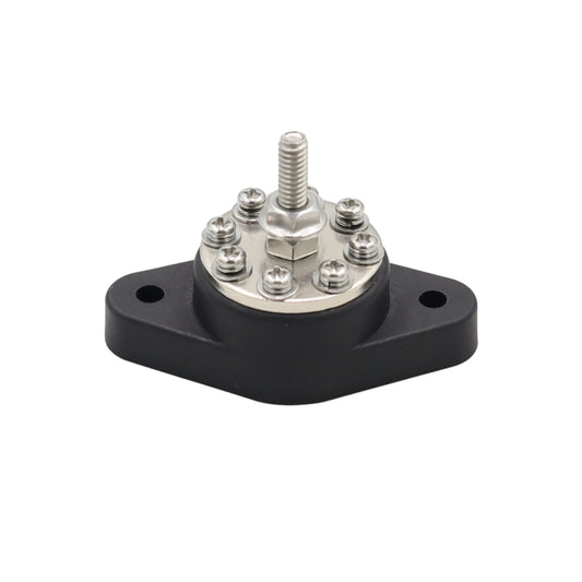 1/4 inch M6 RV Yacht 8-way Terminal Stud with 2 M5x20 Screws(Black) - Booster Cable & Clip by buy2fix | Online Shopping UK | buy2fix
