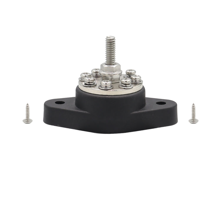 1/4 inch M6 RV Yacht 8-way Terminal Stud with 2 M5x20 Screws(Black) - Booster Cable & Clip by buy2fix | Online Shopping UK | buy2fix