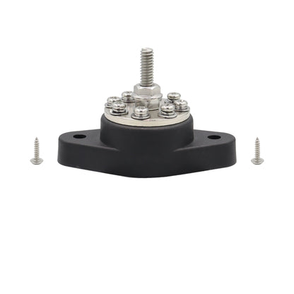 1/4 inch M6 RV Yacht 8-way Terminal Stud with 2 M5x20 Screws(Black) - Booster Cable & Clip by buy2fix | Online Shopping UK | buy2fix