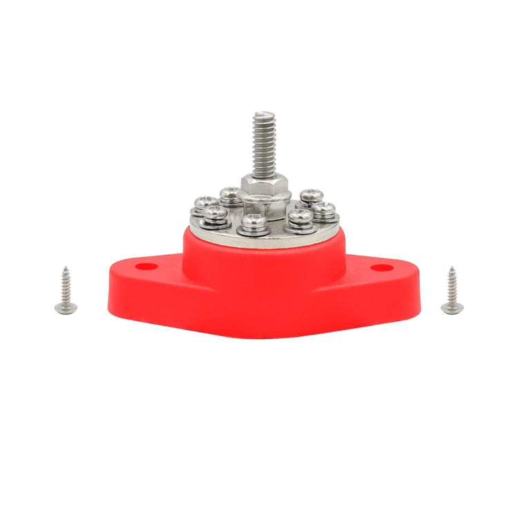 1/4 inch M6 RV Yacht 8-way Terminal Stud with 2 M5x20 Screws(Red) - Booster Cable & Clip by buy2fix | Online Shopping UK | buy2fix