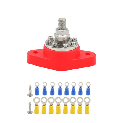 3/8 inch M10 RV Yacht 8-way Terminal Stud with 2 M5x20 Screws + 16pcs Terminals(Red) - Booster Cable & Clip by buy2fix | Online Shopping UK | buy2fix