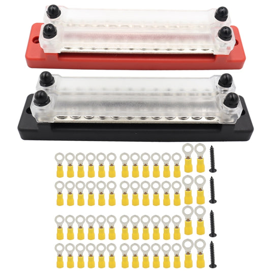 CP-3115 1 Pair 150A 12-48V RV Yacht Double-row 12-way Busbar with 56pcs Terminals - Booster Cable & Clip by buy2fix | Online Shopping UK | buy2fix