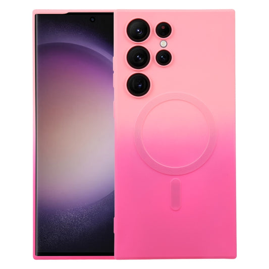 For Samsung Galaxy S23 Ultra 5G Liquid TPU Silicone Gradient MagSafe Phone Case(Pink Red) - Galaxy S23 Ultra 5G Cases by buy2fix | Online Shopping UK | buy2fix