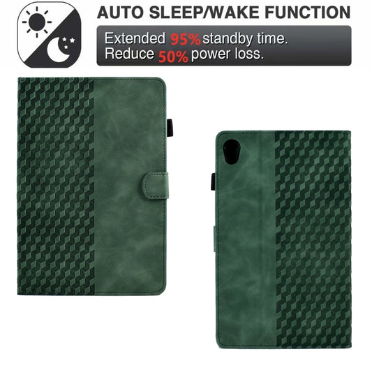 For Lenovo Tab M10 2nd TB-X306F/X306X Rhombus Embossed Leather Smart Tablet Case(Green) - Lenovo by buy2fix | Online Shopping UK | buy2fix