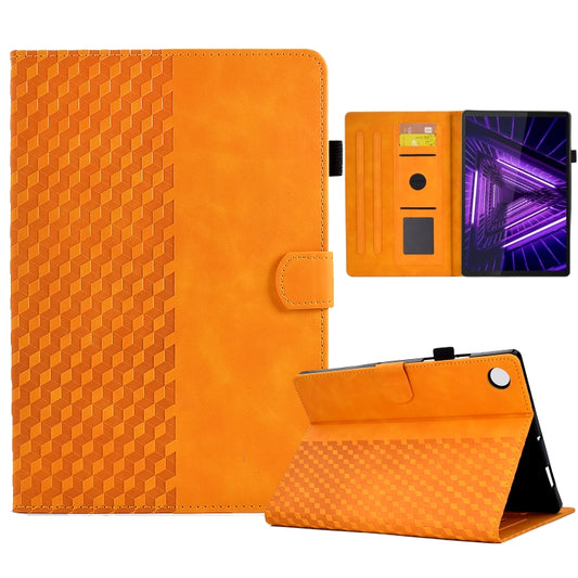 For Lenovo Tab M10 / M10 Plus FHD X606F Rhombus Embossed Leather Smart Tablet Case(Khaki) - Lenovo by buy2fix | Online Shopping UK | buy2fix