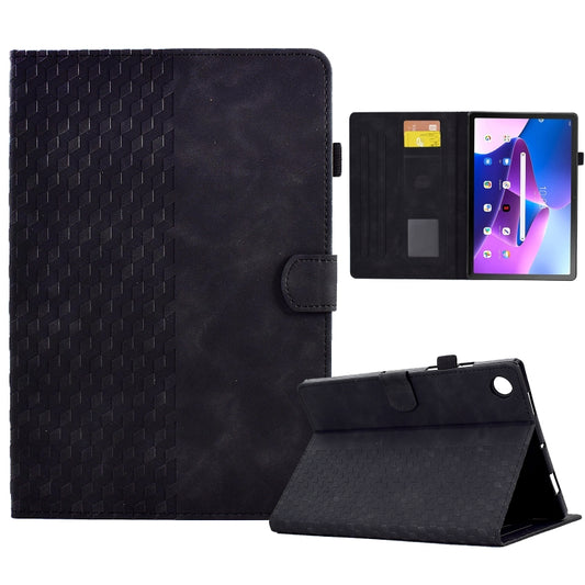 For Lenovo Tab M10 Plus Gen 3 Rhombus Embossed Leather Smart Tablet Case(Black) - Lenovo by buy2fix | Online Shopping UK | buy2fix