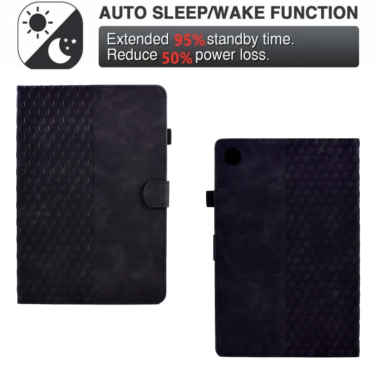 For Lenovo Tab M10 Plus Gen 3 Rhombus Embossed Leather Smart Tablet Case(Black) - Lenovo by buy2fix | Online Shopping UK | buy2fix