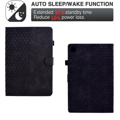 For Lenovo Tab M10 Plus Gen 3 Rhombus Embossed Leather Smart Tablet Case(Black) - Lenovo by buy2fix | Online Shopping UK | buy2fix