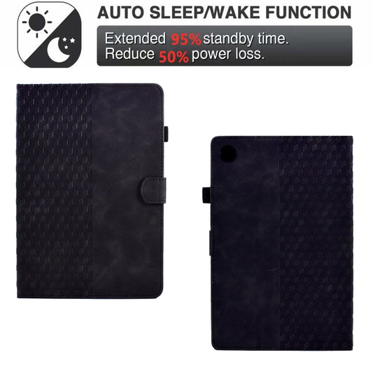For Lenovo Tab M10 Plus Gen 3 Rhombus Embossed Leather Smart Tablet Case(Black) - Lenovo by buy2fix | Online Shopping UK | buy2fix