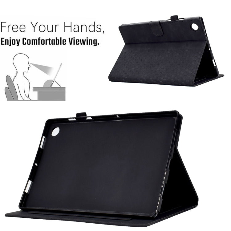 For Lenovo Tab M10 Plus Gen 3 Rhombus Embossed Leather Smart Tablet Case(Black) - Lenovo by buy2fix | Online Shopping UK | buy2fix