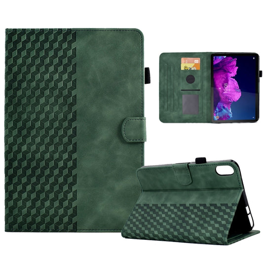 For Lenovo Tab P11 / J606F Rhombus Embossed Leather Smart Tablet Case(Green) - Lenovo by buy2fix | Online Shopping UK | buy2fix