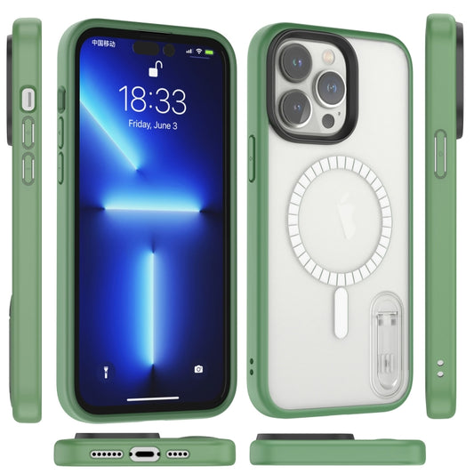 For iPhone 14 Pro Terminator MagSafe Magnetic Holder Phone Case(Transparent Green) - iPhone 14 Pro Cases by buy2fix | Online Shopping UK | buy2fix