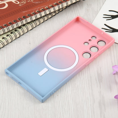 For Samsung Galaxy S22 5G Liquid TPU Silicone Gradient MagSafe Phone Case(Pink Blue) - Galaxy S22 5G Cases by buy2fix | Online Shopping UK | buy2fix