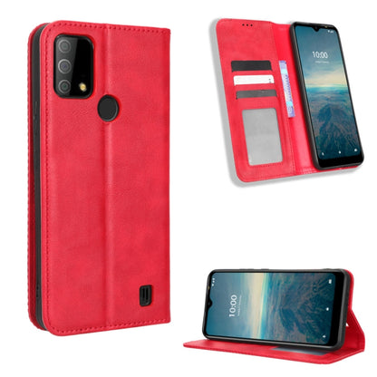 For Vodafone Smart V22 Magnetic Buckle Retro Texture Leather Phone Case(Red) - More Brand by buy2fix | Online Shopping UK | buy2fix