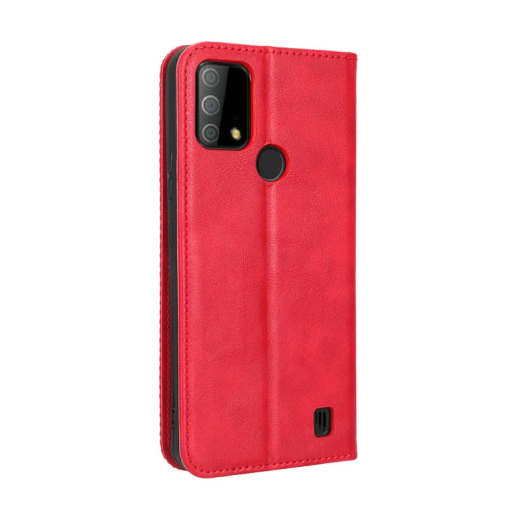 For Vodafone Smart V22 Magnetic Buckle Retro Texture Leather Phone Case(Red) - More Brand by buy2fix | Online Shopping UK | buy2fix