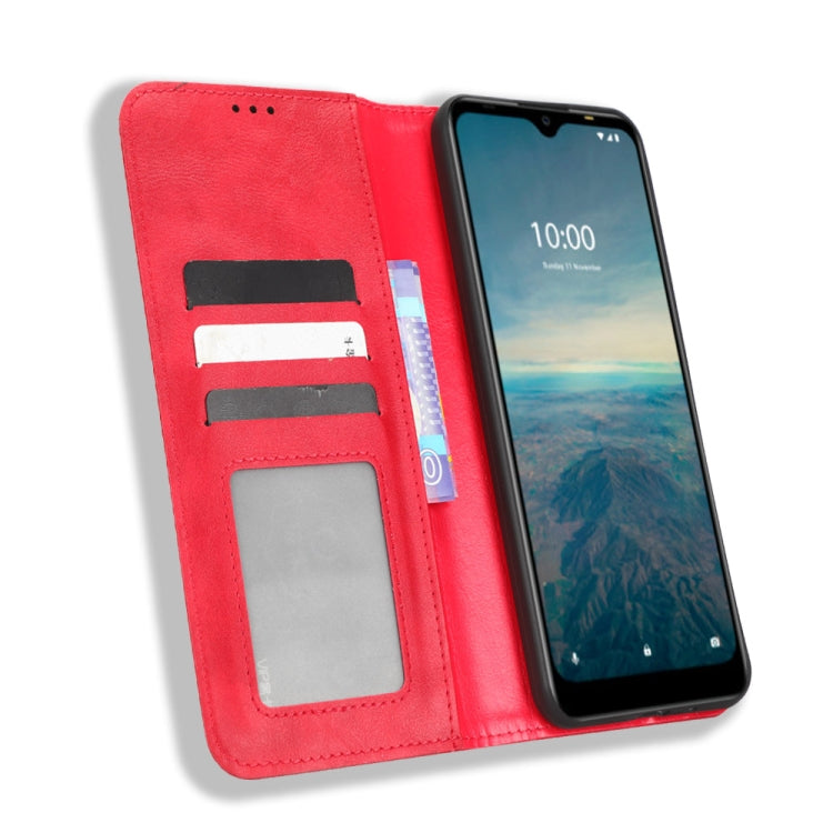 For Vodafone Smart V22 Magnetic Buckle Retro Texture Leather Phone Case(Red) - More Brand by buy2fix | Online Shopping UK | buy2fix