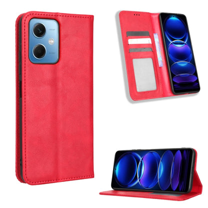For Xiaomi Poco X5 5G / Redmi Note 12 5G Magnetic Buckle Retro Texture Leather Phone Case(Red) by buy2fix
