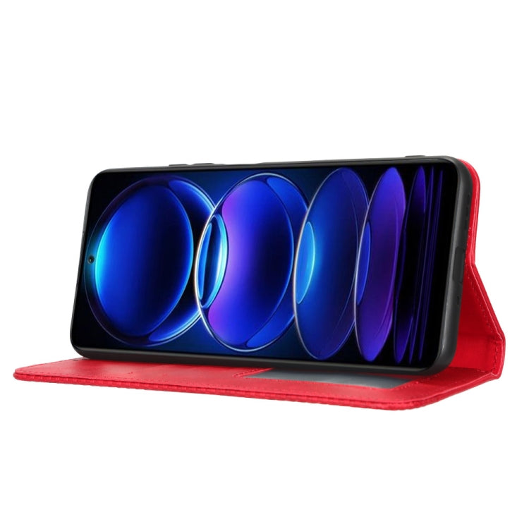 For Xiaomi Poco X5 5G / Redmi Note 12 5G Magnetic Buckle Retro Texture Leather Phone Case(Red) by buy2fix