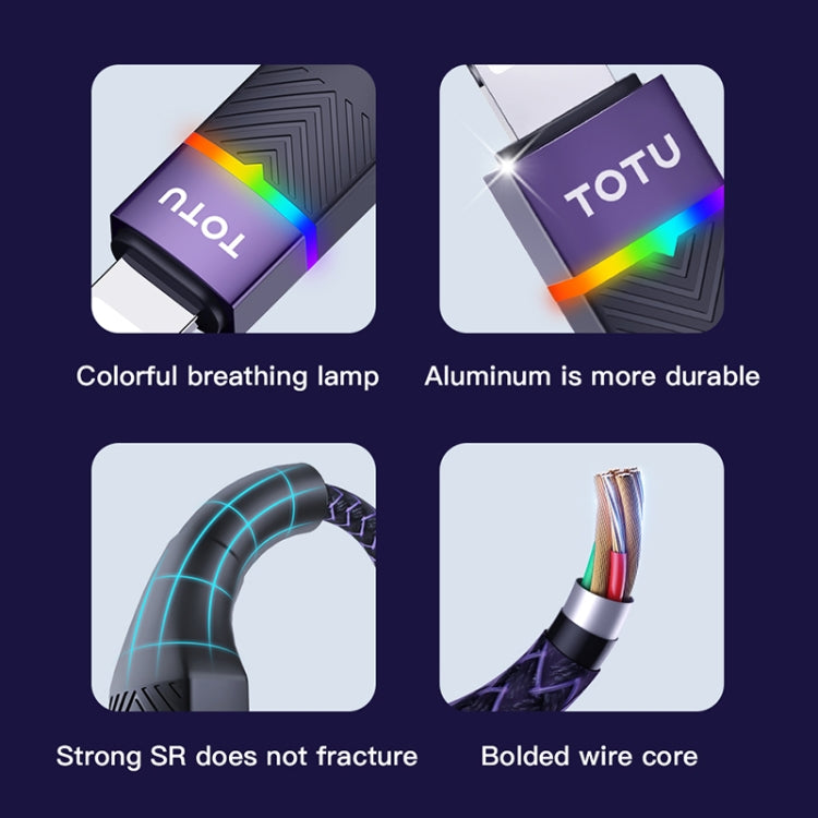 TOTU BL-016 Journey Series USB to 8 Pin Colorful Breathing Light Data Cable, Length:1.5m(Black) - Normal Style Cable by TOTUDESIGN | Online Shopping UK | buy2fix