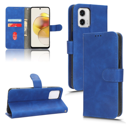 For Motorola Moto G73 5G Skin Feel Magnetic Flip Leather Phone Case(Blue) - Motorola Cases by buy2fix | Online Shopping UK | buy2fix