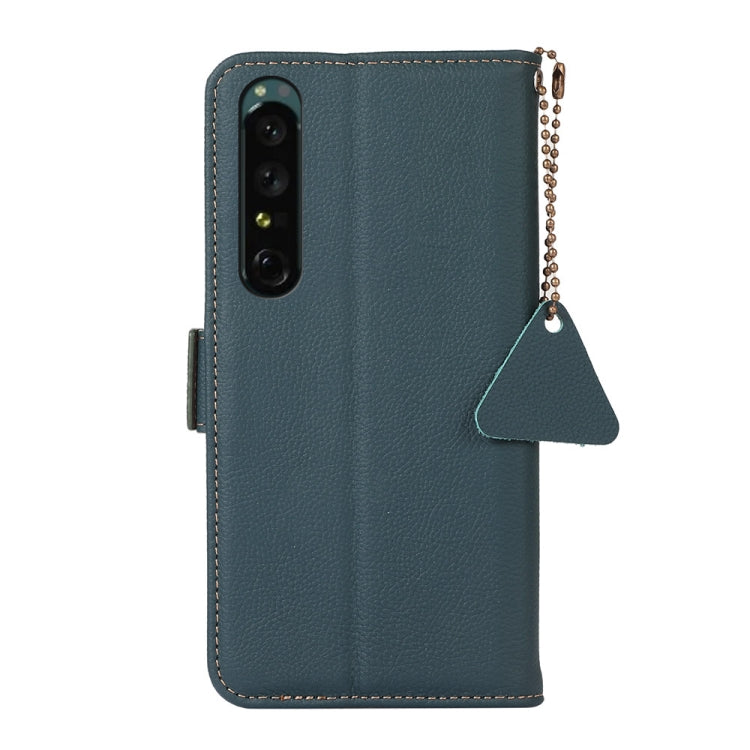 For Sony Xperia 1 IV Side-Magnetic TJ Genuine Leather RFID Phone Case(Green) by buy2fix