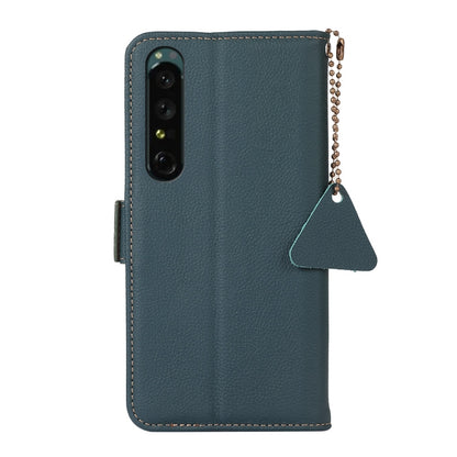 For Sony Xperia 1 IV Side-Magnetic TJ Genuine Leather RFID Phone Case(Green) by buy2fix