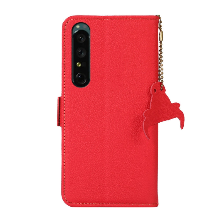 For Sony Xperia 1 IV Side-Magnetic TJ Genuine Leather RFID Phone Case(Red) by buy2fix
