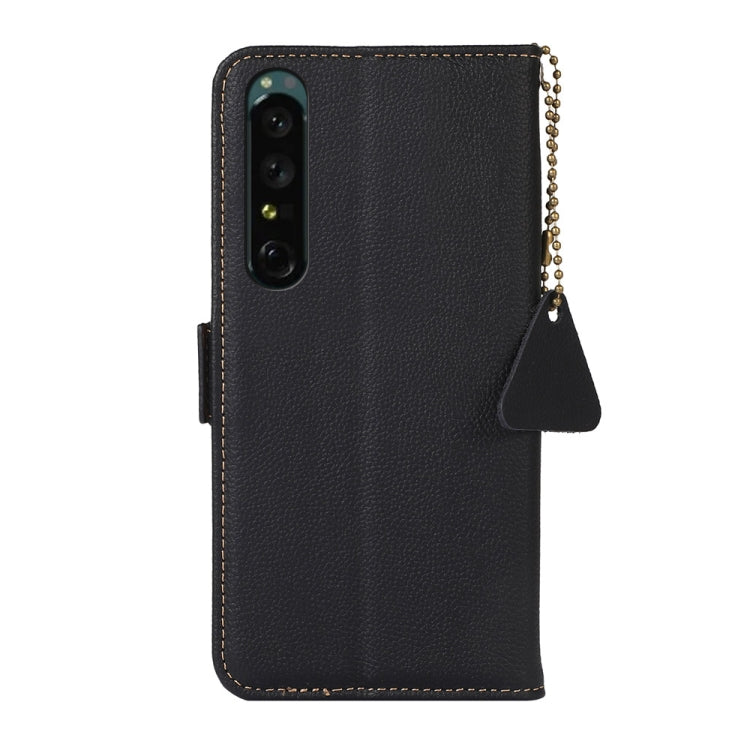 For Sony Xperia 1 IV Side-Magnetic TJ Genuine Leather RFID Phone Case(Black) by buy2fix