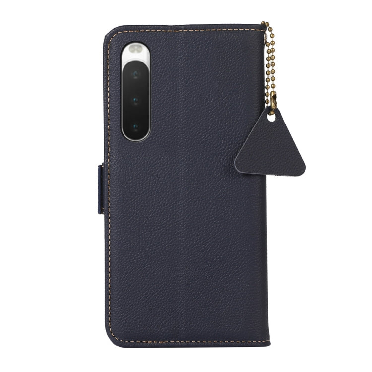 For Sony Xperia 10 IV Side-Magnetic TJ Genuine Leather RFID Phone Case(Blue) by buy2fix